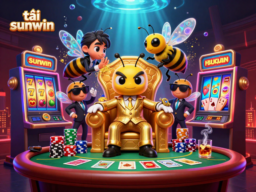 Engage with vibrant slot games and poker action in tải sunwin illustrated scene.