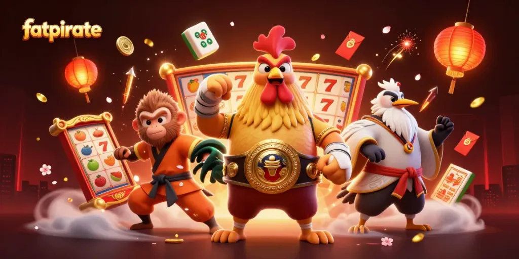 Experience the excitement of fatpirate casino with a vivid scene featuring iconic characters and game elements.