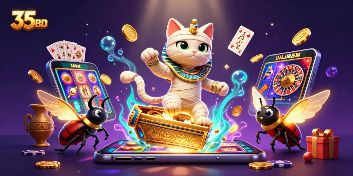 Engage in exciting 35BD slot games with our vibrant casino characters in an enchanted scene.