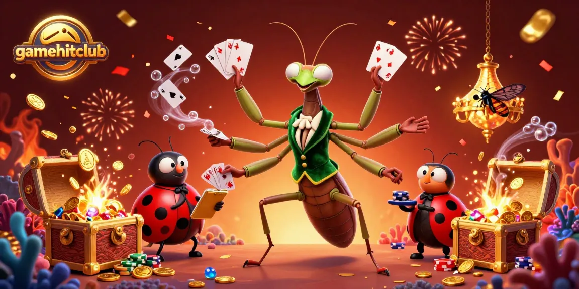 Engage with gamehitclub's thrilling atmosphere. A vibrant scene showcases a card sharp and pit boss in an animated casino realm.