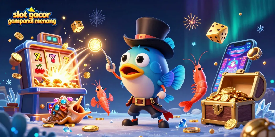 Engage with slot gacor gampang menang as a glowing anglerfish attracts coins amidst dynamic casino features.