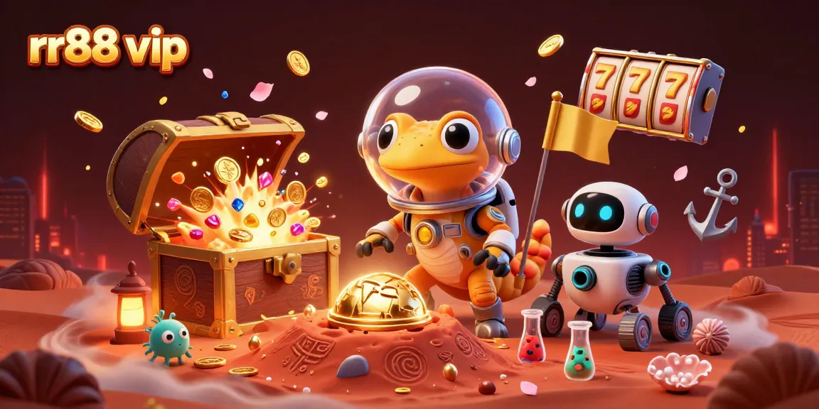 Win big at rr88 vip with a vibrant casino adventure featuring a Martian gecko and treasure galore.