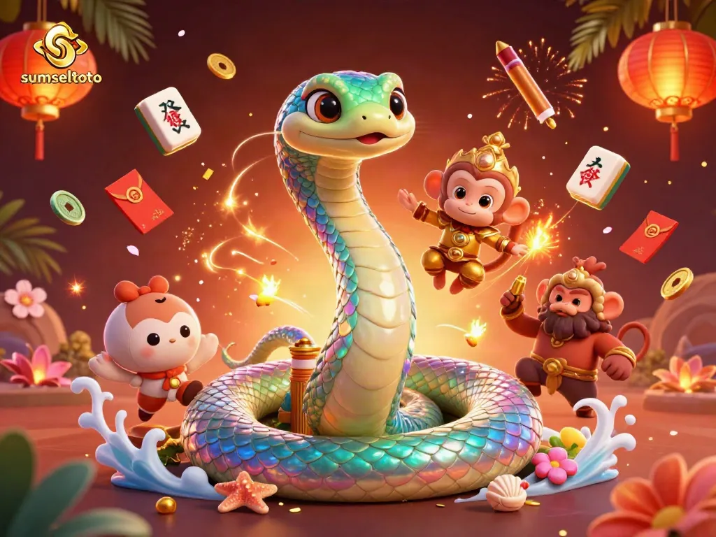 Experience the excitement of sumseltoto with colorful characters and rich gambling elements in this vibrant illustration.