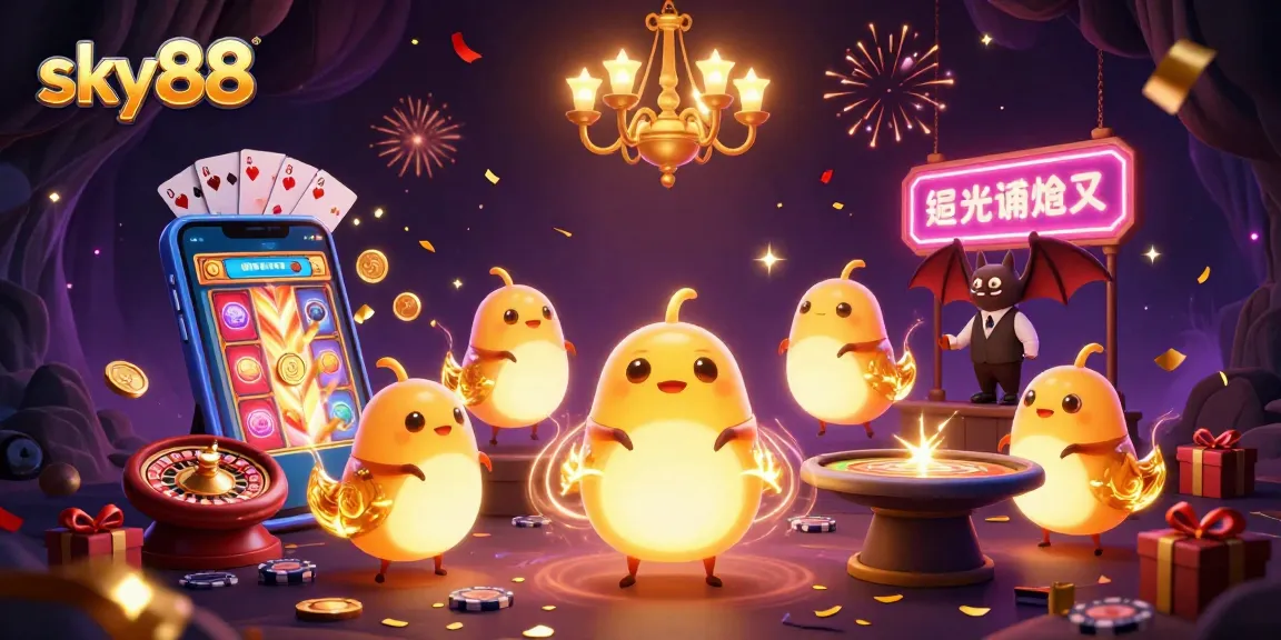 Engage in thrilling casino gameplay at sky88 with glowworms lighting the way and vibrant games.